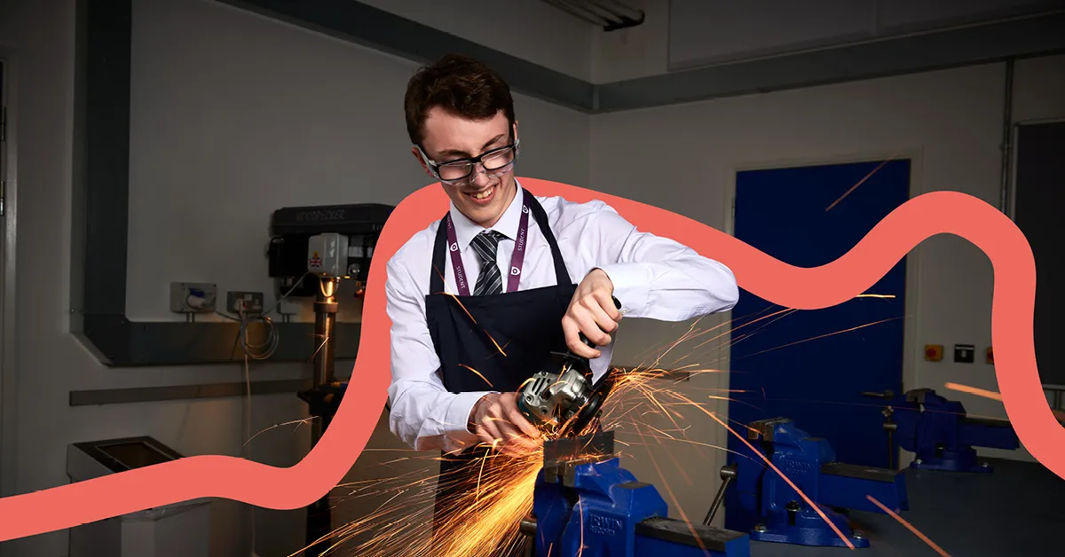 SBUSixth Engineering Student with angle grinder